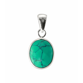 Pendentif Argent 925 Turquoise Reconstituée Ovale facettée 11x9mm Pierre ovale facettée 9x7mm Dimensions du pendentif (bél...