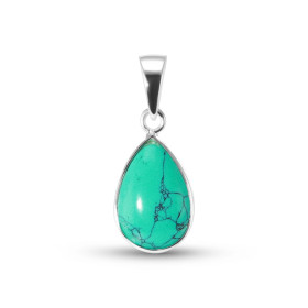 Pendentif Argent 925 Turquoise Reconstituée Poire 12x8mm Cabochon Pendentif Argent 925 Turquoise Ce pendentif est serti d ...