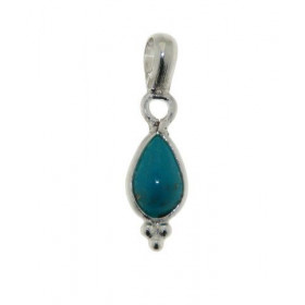 Pendentif Argent 925 Turquoise Reconstituée serti d'une pierre taille poire de 7x5mm. Dimensions du pendentif (bélière inc...