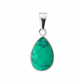 Pendentif Argent 925 Turquoise Reconstituée Poire facettée 12x8mm. Pierre en forme de poire et facettée mesurant 12x8mm. D...