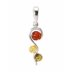 Pendentif Argent  Ambre Multicolore