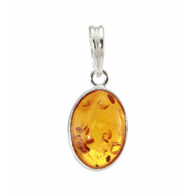 Pendentif Argent Ambre Ovale 12x8mm