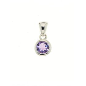 Pendentif Argent Amethyste 5mm Serti Clos