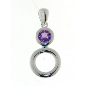 Pendentif Argent 925 Améthyste serti d une pierre 6 mm Dimensions du Pendentif (bélière incluse) : 33 x 14mm 