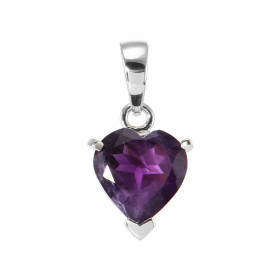  Pendentif Argent 925 Améthyste serti d une grosse pierre forme coeur (10x10mm) Dimensions du pendentif : 25x13mm