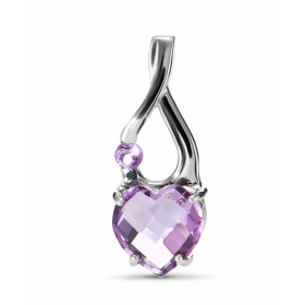 Pendentif Argent Améthyste Coeur Motif Argent serti d une pierre ronde 2.5mm d une pierre coeur 8x8mm Dimensions du penden...