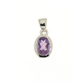 Pendentif Argent 925 Améthyste serti d une pierre ovale 8x6mm Dimensions du pendentif (bélière incluse) : 17x7,5mm 