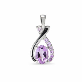 Pendentif Argent Améthyste Ovale Motif Argent serti d une pierre taille ovale 7x5mm 8 petites pierres rondes Dimensions du...