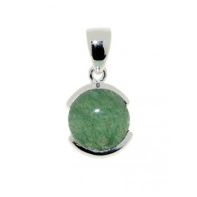 Pendentif Argent 925 Aventurine serti d'une pierre de 12mm. Hauteur avec bélière : 2,5cm