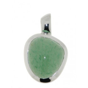 Pendentif Argent 925 Aventurine , monture moderne sertie d une pierre 17x14mm 