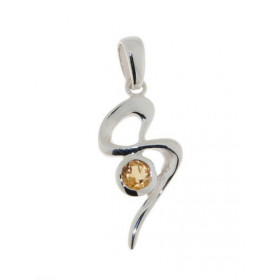 Pendentif Argent 925 Citrine , motif fantaisie serti d une pierre 4mm Dimensions du pendentif (bélière incluse) : 30 x 11mm