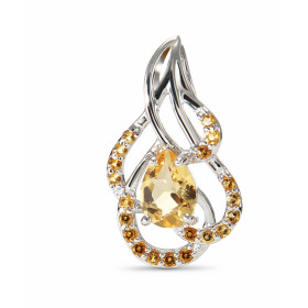 Pendentif Argent Citrine Poire Motif Argent serti d une pierre taille poire 7x5mm 20 pierres rondes 1.5mm Dimensions du pe...