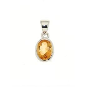 Pendentif Argent 925 Citrine serti d une pierre ovale 8x6mm Dimensions du pendentif (bélière incluse) : 17x7,5mm 