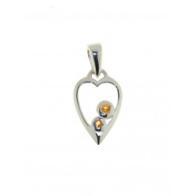 Pendentif Argent Coeur Citrine 1.5 et 2mm