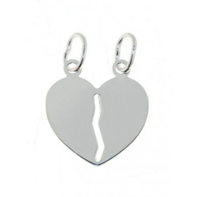 Pendentif Argent Coeur Sécable. Dimensions : 27x20mm. Possibilité de graver une lettre sur chaque demi-coeur