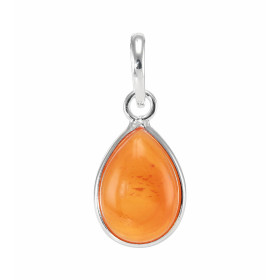  Pendentif Argent 925 Cornaline , pierre forme poire 14x10mm, hauteur : 2.5cm 