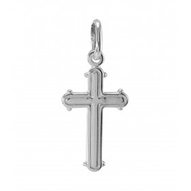 Pendentif argent en forme de croix. Dimension (bélière incluse) : 12x30mm. Epaisseur : 1,4mm