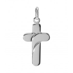 Pendentif argent en forme de croix. Dimension (bélière incluse) : 16x34mm. Epaisseur : 1,5mm