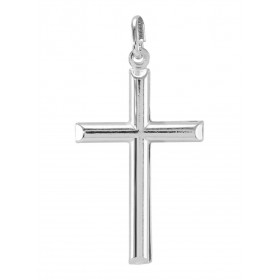 Pendentif argent en forme de croix. Dimension (bélière incluse) : 23x45mm. Epaisseur : 4,2mm