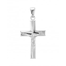 Pendentif argent en forme de croix avec le Christ. Dimension (bélière incluse) : 20x40mm