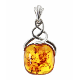 Pendentif Argent Ambre Coussin Dimensions du pendentif (belière incluse) : 35x17mm Motif celtique