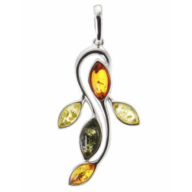 Pendentif Argent Ambre Multicolore Dimensions du pendentif (bélière incluse) : 47x22mm
