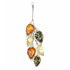  Pendentif Argent Ambre multicolore Dimensions (bélière incluse) : 5x1,4cm 