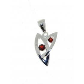 Pendentif Argent 925 Grenat serti pierres 2.5 3.5mm Dimensions du Pendentif (bélière incluse) : 22 x 11 mm 