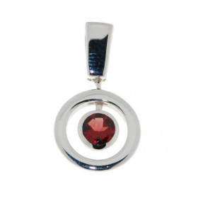 Pendentif Argent 925 Grenat serti d'une pierre de 6mm. Dimensions du pendentif : 32x21mm (Bélière incluse)