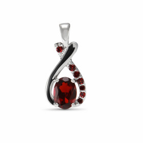 Pendentif Argent Grenat Ovale Motif Argent serti d une pierre taille ovale 7x5mm 8 petites pierres rondes Dimensions du pe...