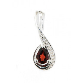 Pendentif en Argent 925 Grenat et Oxyde. Ce pendentif est serti d'un grenat taille poire de 7x5mm et de 12 oxydes de 1mm. ...