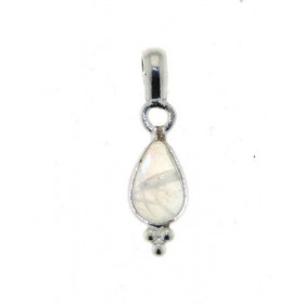 Pendentif Argent Labradorite blanche poire 7x5mm