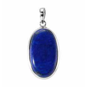 Pendentif Argent Lapis Lazuli Ovale 31x18mm. Pendentif en argent serti d&#39;un Lapis Lazuli ovale mesurant 31x18mm. Dimen...