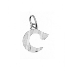 Pendentif Lettre C Argent 925 Hauteur bélière incluse : 16mm Splendide effet 2 tons une alternance parties satinées diaman...