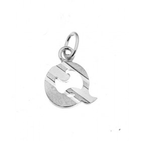 Pendentif Lettre Q en Argent 925. Hauteur b&eacute;li&egrave;re incluse : 16mm. Splendide effet 2 tons avec une alternance...