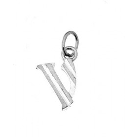 Pendentif Lettre V Argent 925 Hauteur bélière incluse : 16mm Splendide effet 2 tons une alternance parties satinées diaman...