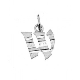 Pendentif Lettre W Argent 925 Hauteur bélière incluse : 16mm Splendide effet 2 tons une alternance parties satinées diaman...