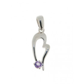Pendentif Argent 925 Améthyste , motif fantaisie serti d une pierre 3mm 