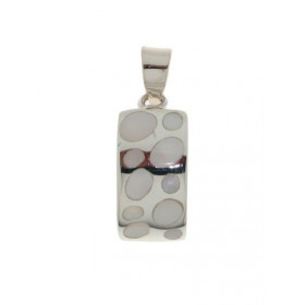 Pendentif Argent 925 Nacre , motif ondulé 15x9mm incrustation nacre, hauteur totale : 23mm