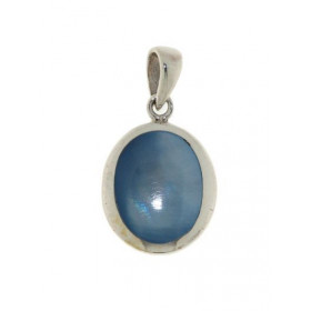 Pendentif Argent 925 Nacre , motif ovale 17x15mm, hauteur totale :26mm