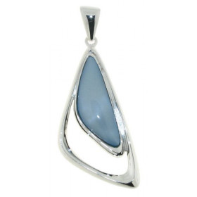 Pendentif Argent et Nacre bleue. Dimensions : 18x50mm. 