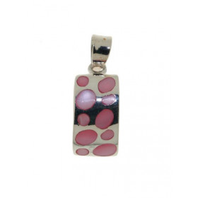  Pendentif Argent 925 Nacre , motif ondulé 15x9mm incrustation nacre, hauteur totale : 23mm 