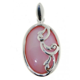 Pendentif Argent 925 Nacre Rose Dimensions du pendentif (bélière incluse): 37 x 19 mm 