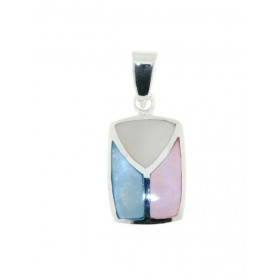 Pendentif Argent 925 Nacre Dimensions du rectangle : 15x12mm Hauteur (bélière incluse) : 25mm 