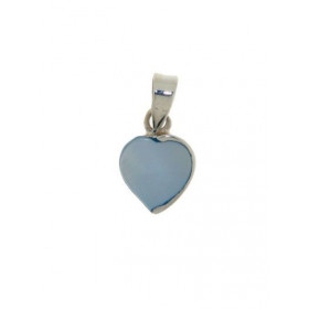 Pendentif Argent 925 Nacre , petit coeur de 10x10mm, hauteur totale : 19mm