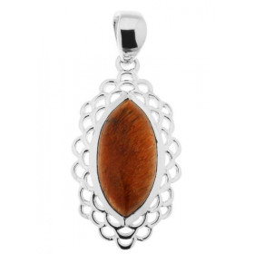 Pendentif Argent Oeil tigre Ce pendentif est serti d une pierre taille marquise mesurant 16x8mm Elle est maintenue par un ...