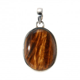 Pendentif Argent Oeil tigre Ovale 28x22mm Pendentif argent serti d un oeil tigre ovale mesurant 28x22mm Dimension du pende...