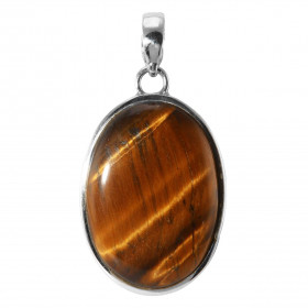 Pendentif Argent Oeil tigre Ovale 30x19mm Pendentif argent serti d un oeil tigre ovale mesurant 30x19mm Dimension du pende...