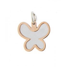 Pendentif argent deux papillons, un ajouré rosé qui laisse apercevoir le papillon argenté qui est dessous Dimension motifs...