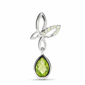 Pendentif Argent Papillon Péridot Goutte Motif papillon 14x10mm serti petites pierres rondes Péridot goutte 7x5mm breloque...
